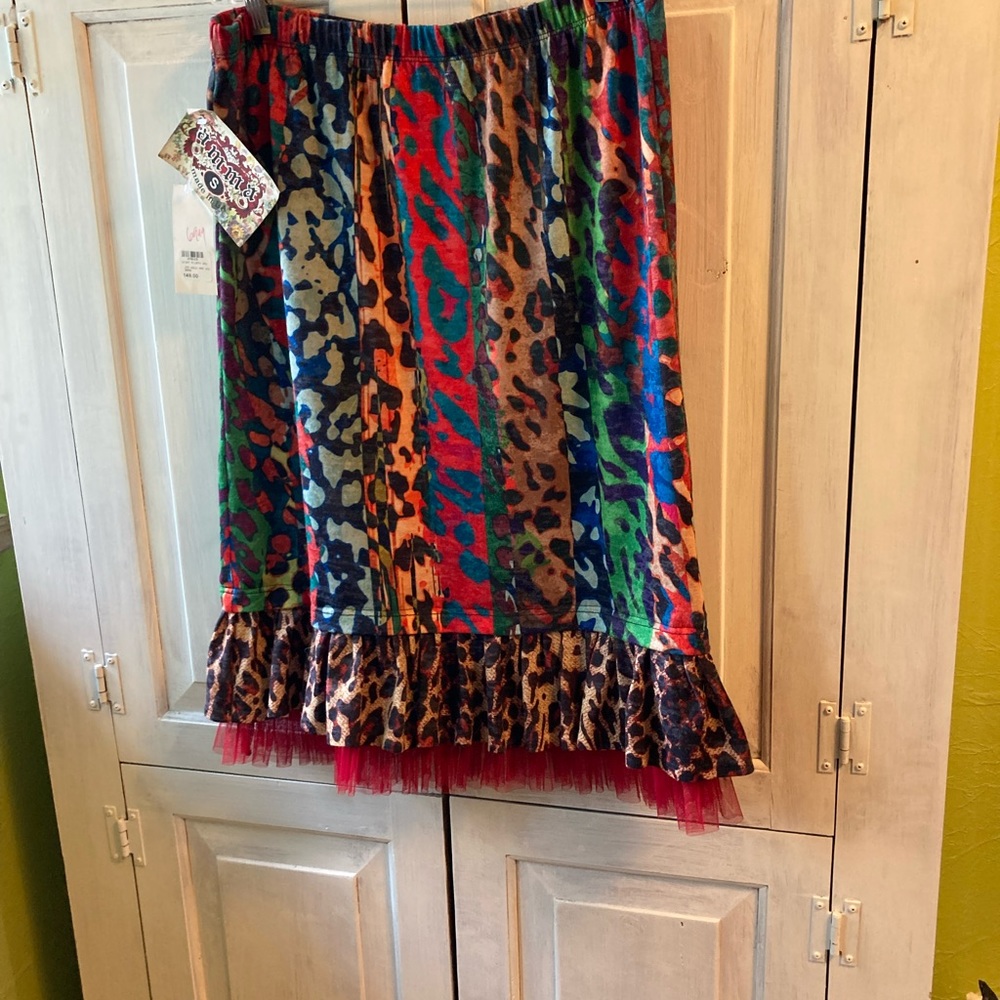 Funky Amma Skirt. LA Original. Bold and Wild w/Red Tulle.